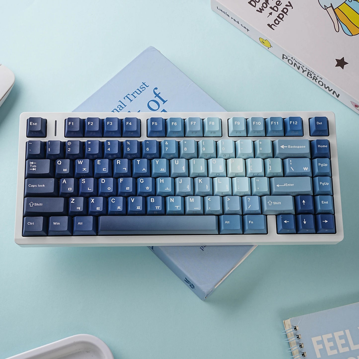 Keycaps Ocean Heart | Perfil Cherry | PBT Dye-Sub | Retroiluminación Lateral | Español