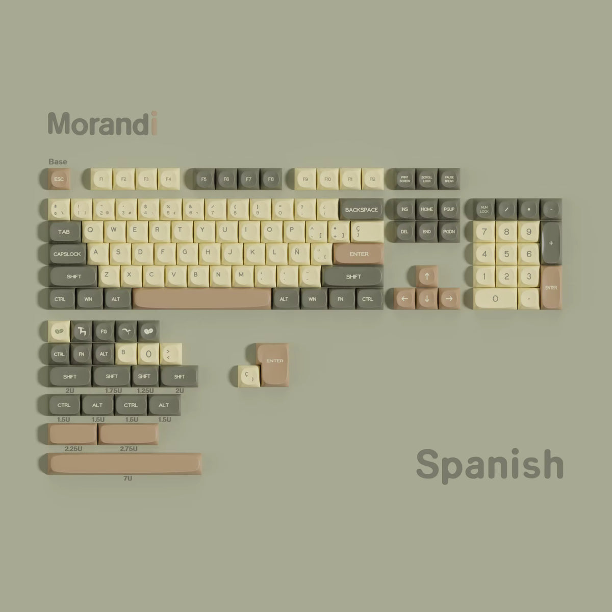Keycaps Morandi | Perfil MOA | PBT | Layout Alice 7u & Estándar | Español ISO/ANSI
