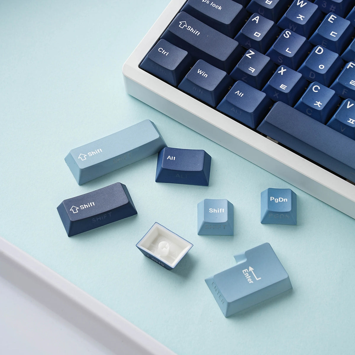 Keycaps Ocean Heart | Perfil Cherry | PBT Dye-Sub | Retroiluminación Lateral | Español